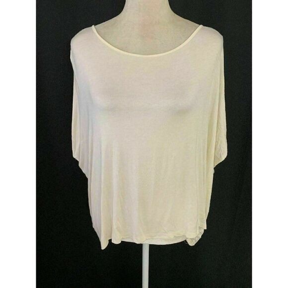 Ya Los Angeles Womens Solid Ivory Cream Beige Short Sleeve Top Lace Up Small - Picture 1 of 7